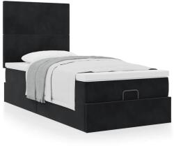 vidaXL Ottomán ágykeret matracokkal fekete 90x200cm bársony (3313375)