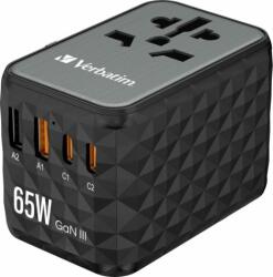 Verbatim UTA-05 GaN III 2x USB-A / 2cx USB-C Hálózati töltő - Fekete (65W) (32120)