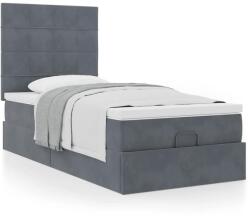 vidaXL Ottomán ágykeret matracokkal sötét szürke 100x200cm bársony (3313452)