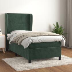 vidaXL sötétzöld bársony rugós ágy matraccal 100 x 200 cm (3129138)