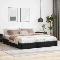 vidaXL Ottomán ágykeret matrac nélkül fekete 180x200 cm műbőr (3310814)