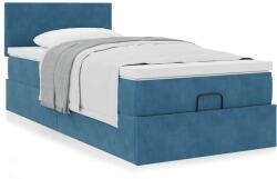 vidaXL Ottomán ágykeret matraccal sötétkék 80x200cm bársony (3311667)