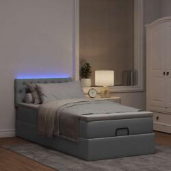 vidaXL világosszürke szövet ottomán ágy matraccal & LED-ek 90x200 cm (3312360)