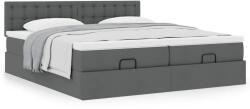 vidaXL Ottomán ágykeret matracokkal Sötét szürke 200x200cm szövet (3312044)