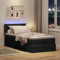 vidaXL Ottomán ágy matraccal fekete 90x200 cm szövet (3312279)