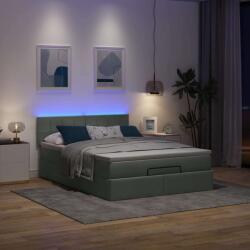 vidaXL Ottomán ágy matraccal & LED-ek Sötétszürke 140x200 cm anyagból (3312313)