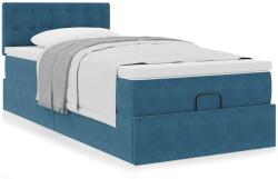 vidaXL Ottomán ágykeret matraccal Sötétkék 100x200cm bársony (3311901)
