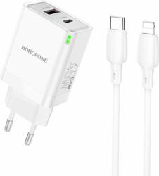 BOROFONE BN16 USB-A / USB-C Hálózati töltő + USB-C - USB-C kábel - Fehér (45W) (BN16)