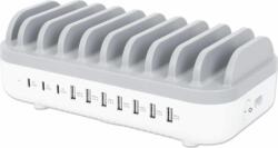 Manhattan 180856 7x USB Type-A / 3x USB Type-C Hálózati töltő - Fehér (120W) (180856)