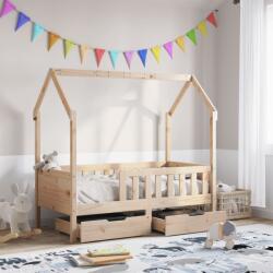 vidaXL tömör fenyőfa gyerekágykeret fiókokkal 70 x 140 cm (3302044)