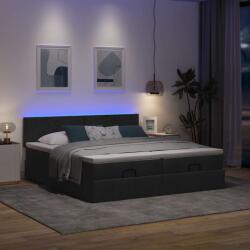 vidaXL Ottomán ágykeret matracokkal Fekete 160x200cm szövet (3312817) - vidaxl