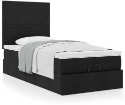 vidaXL Ottomán ágykeret matraccal fekete 90x190cm szövet (3313038)