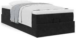 vidaXL Ottomán ágykeret matraccal fekete 90x200cm bársony (3311161)