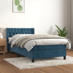vidaXL sötétkék bársony rugós ágy matraccal 90x190 cm (3131115)