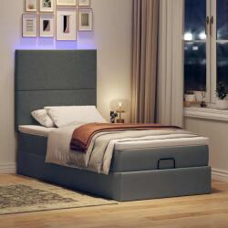 vidaXL Ottomán ágykeret matraccal sötét szürke 90x190cm szövet (3313886)