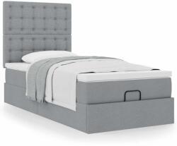 vidaXL Ottomán ágy matraccal világosszürke 100x200 cm szövet (3313299)