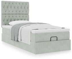 vidaXL Ottomán ágykeret matracokkal világosszürke 80x200cm bársony (3313505)
