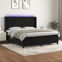 vidaXL fekete bársony rugós és LED-es ágy matraccal 180x200 cm (3139459)