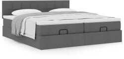 vidaXL Ottomán ágykeret matracokkal Sötét szürke 200x200cm szövet (3312002)