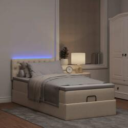 vidaXL krémszínű szövet ottomán ágy matraccal & LED-ek 90x200 cm (3312365)