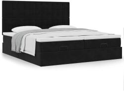 vidaXL Ottomán ágykeret matracokkal Fekete 200x200cm bársony (3313816)