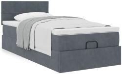 vidaXL Ottomán ágykeret matraccal sötét szürke 80x200cm bársony (3311736) - vidaxl