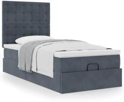 vidaXL Ottomán ágykeret matracokkal sötét szürke 80x200cm bársony (3313578)