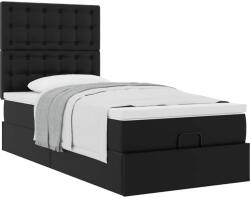 vidaXL fekete műbőr ottomán ágy matraccal 100x200cm (3312986)
