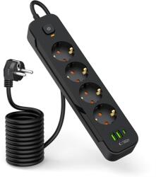 Tech-Protect Priza alimentare TECH-PROTECT PCL4X3, 4x AC, 2x USB, 1x USB-C, Lungime cablu 2m, Negru (5906302310593)