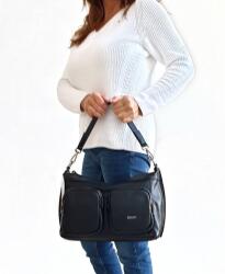 RIALTO fekete, dupla zsebes, megfordítható bőr divattáska RX441DO-03 - taskaweb