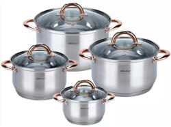 Kinghoff Комплект тенджери Kinghoff KH 1763, 8 части, 2.1-6.6 l, Индукция, Инокс/меден