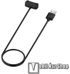 Okosóra USB töltő - FEKETE - mágneses, 1m, érintkező tüske távolság: 13mm - Xiaomi Amazfit GTR 2/ GTS 2 / GTS 2e / Amazfit BIP U / BIP U Pro / Pop / Bip 3 / Bip 3 pro / Bip 5 / T-Rex Pro