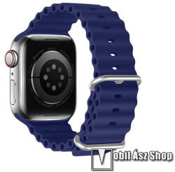 DUX DUCIS okosóra szíj - SÖTÉTKÉK - szilikon, csőszerkezetes struktúra, állítható, csatos - Apple Watch Series 1/2/3 42mm / 4/5/6/SE 44mm / 7/8 45mm / Ultra 49mm