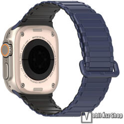DUX DUCIS okosóra szíj, Szilikon, Mágneses, Állítható, Sötétkék, Fekete, Apple Watch Series 1, 2, 3 42mm, 4, 5, 6, SE 44mm, 7, 8, 9 45mm, 10 46mm, Ultra, Ultra 2 49mm