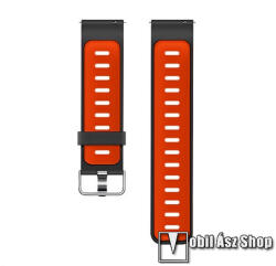 Okosóra szíj - FEKETE / PIROS - szilikon, állítható méret, fém csat, 22mm széles - HUAWEI Watch GT 3 46mm / GT 3 Pro 46mm / Watch 3 46mm / Watch 3 Pro 48mm / SAMSUNG Watch3 45mm / Xiaomi Watch S2 / Am