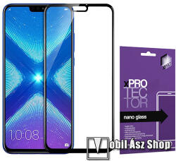 XPRO Huawei Honor 8X, View 10 Lite, Xpro Flexible 9H Nano Glass rugalmas edzett üveg, 1db, 0.15 mm vékony, A teljes kijelzőt védi, Fekete
