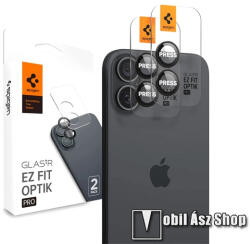 Spigen Apple iPhone 16, 16 Plus, Spigen Optik Pro, Kameravédő üvegfólia, 2 szett, 9H, Csak lencse, Fekete (AGL07921)