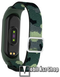 Okosóra szíj - szövet - TEREPMINTÁS - 210mm hosszú, állítható - Xiaomi Mi Band 3 / 4 / 5 / 6 / 7