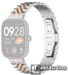 Xiaomi Smart Band 9 Pro, 8 Pro, Redmi Watch 4, Fém okosóra szíj, Rozsdamentes acél, Speciális pillangócsatos, 184mm hosszú, Ezüst, Rose Gold