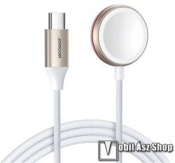 JOYROOM QI Wireless okosóra töltő - FEHÉR - Type-C, 1, 2m hosszú szövettel bevont, mágneses, gyorstöltés támogatás - Apple Watch Series 1 / 2 / 3 / 4 / 5 / 6 / 7 / 8 / 9 / SE / Ultra - S-IW011 (S-IW011)