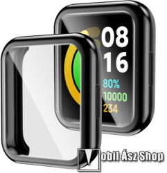Xiaomi Redmi Watch 2, Poco Watch, Okosóra szilikon védőtok, előlapvédős, Galvanizált Fekete