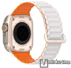 DUX DUCIS okosóra szíj, Szilikon, Mágneses, Állítható, Bézs, Narancssárga, Apple Watch Series 1, 2, 3 42mm, 4, 5, 6, SE 44mm, 7, 8, 9 45mm, 10 46mm, Ultra, Ultra 2 49mm