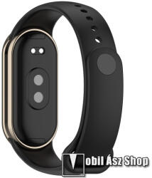  Okosóra szíj - FEKETE - szilikon, prémium, fém csatlakozós, 102+119mm hosszú - Xiaomi Smart Band 8, 8 NFC, 9, 9 NFC