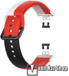 Okosóra szíj - FEKETE / FEHÉR / PIROS - szilikon, 130 + 88mm hosszú - HUAWEI Watch Fit / Watch Fit Elegant Edition