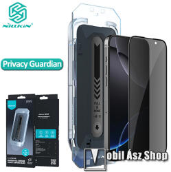 Nillkin Apple iPhone 16 Pro, NILLKIN GUARDIAN Anti-peep előlap védő karcálló edzett üveg, 0, 33mm, 9H, Betekintés elleni védelemmel, A teljes felületén tapad, A teljes kijelzőt védi, Felhelyezést segítő keret