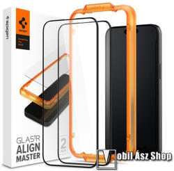 Spigen Apple iPhone 15 Pro, SPIGEN ALM FC üvegfólia, 2db, 9H, 0, 2mm, Full cover, Fekete (AGL06895)
