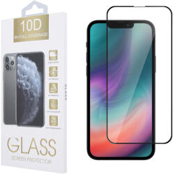 Apple 13 / 13 Pro / 14 / 16e üvegfólia, tempered glass, előlapi, 10D, edzett, hajlított, fekete kerettel