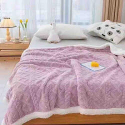 Jojo Home Patura cocolino 200x230cm, tip tricotaj cu blanita, lila-F037 (F037) Patura