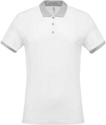Kariban Férfi galléros piké póló, kontrasztos passzékkal, Kariban KA258, White/Oxford Grey-S (ka258wh-oxg-s)