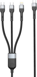 DeTech Кабел за данни DeTech DE-51CCL, 3 in 1, Type-C - 2хType-C, Lightning, 1.0m, Black - 40516 (DE-40516)